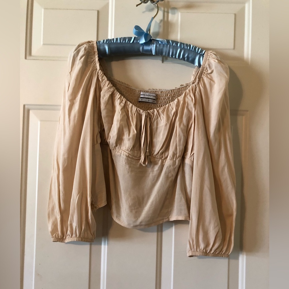 Urban Outfitters Women’s Peasant Crop Top in Cream, Size Large